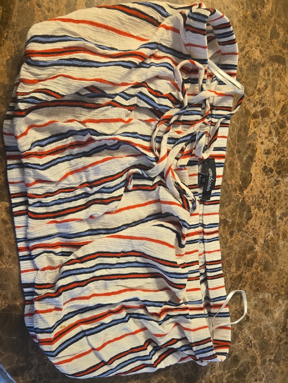 Striped Tube Top in White, Navy & Red